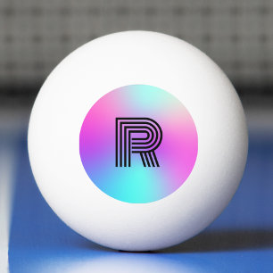 Neon Pink Blue & Lila Ombre Monogram Tischtennisball