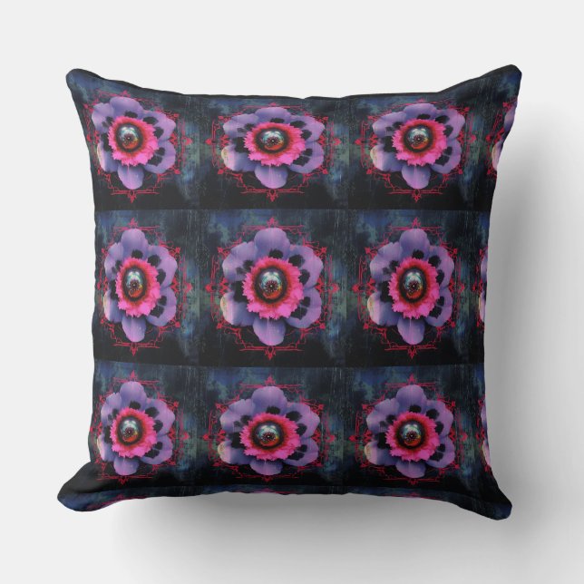 Neon Pink Blume Kissen (Vorderseite)