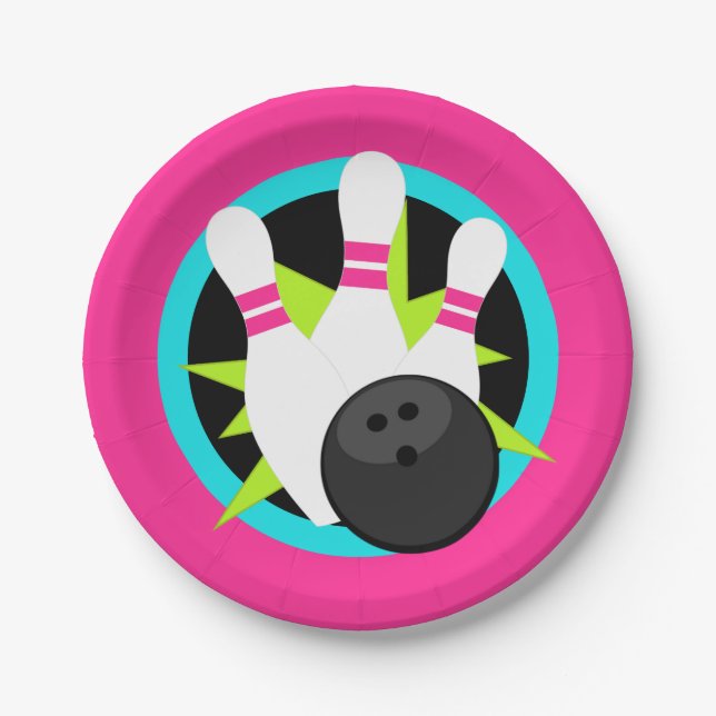 Neon Pink Bowling Button Paper Teller (Vorderseite)