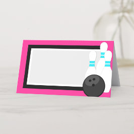 Neon Pink Bowling Faltschachtel oder Namenskarte Platzkarte