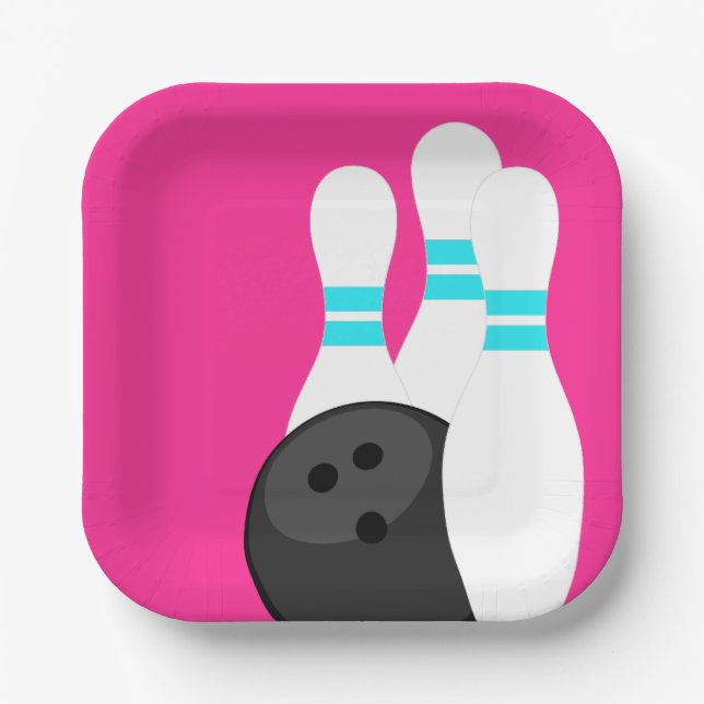 Neon Pink Bowling Party Paper Teller (Vorderseite)