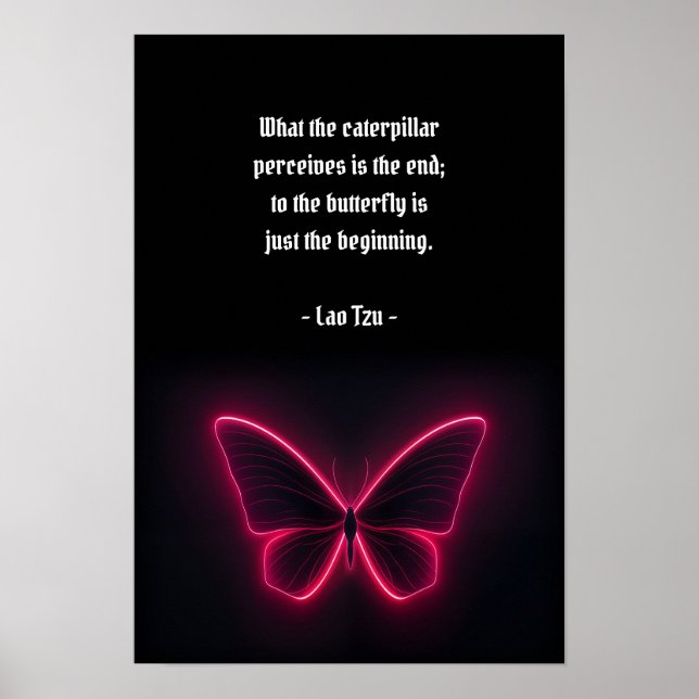 Neon Pink Butterfly Poster (Vorne)