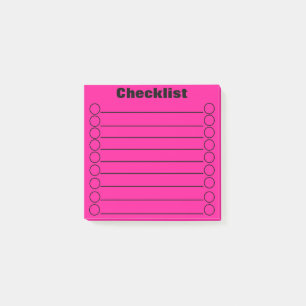 Neon Pink Checklist Post-it® Notes 3" x 3" Post-it Klebezettel