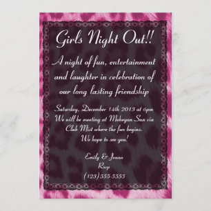 Neon Pink Cheetah Lace Girls Nacht Einladung