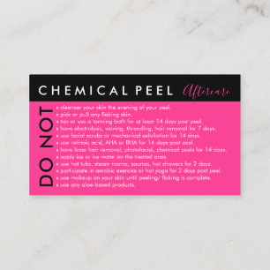 Neon Pink Chemical Peel vermeidet Nachsorge Visitenkarte
