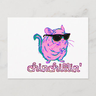 Neon Pink Chinchillin Chinchilla Postkarte