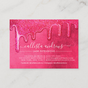 Neon Pink Dick Glitzer Tropfen Lashes Visitenkarte