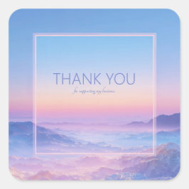 Neon Pink Ethereal Mountain Vista Synthwave Frame Quadratischer Aufkleber