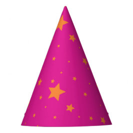 Neon Pink Fairy Orange Stars Girl Partyhütchen