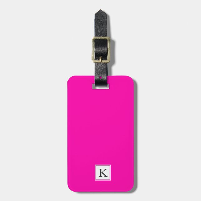 neon pink fashion monogram gepäckanhänger (Vorderseite vertikal)