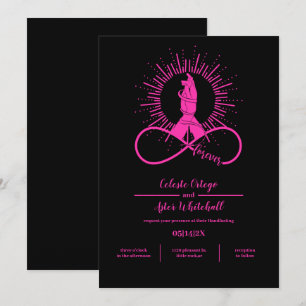 Neon Pink Forever Hands Mystische Schwarze Handgef Einladung