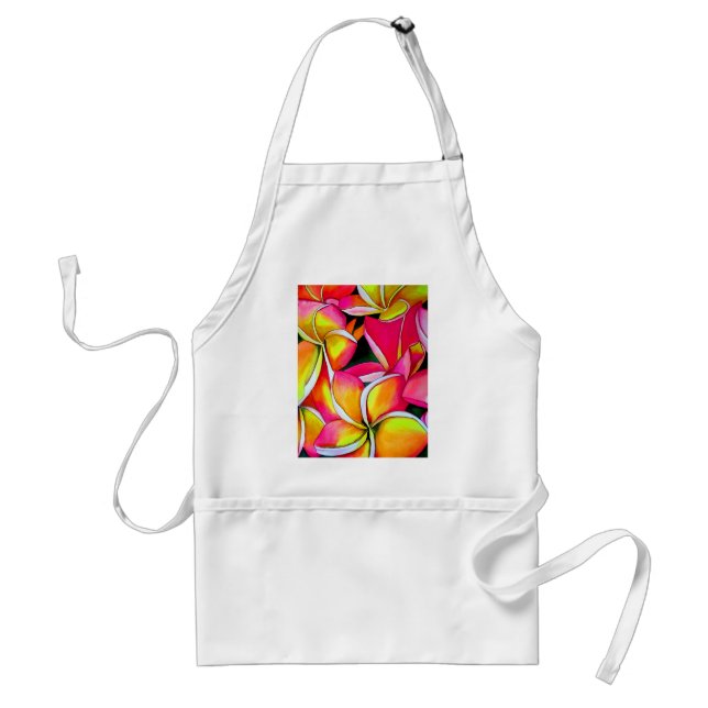 Neon pink Frangipani Plumeria Beach Art Blume Schürze (Vorne)