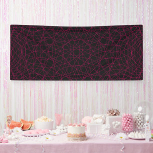 Neon Pink Geometric Mesh Black Banner - Anpassen