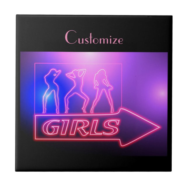 Neon Pink Girls signieren Thunder_Cove Fliese (Vorderseite)