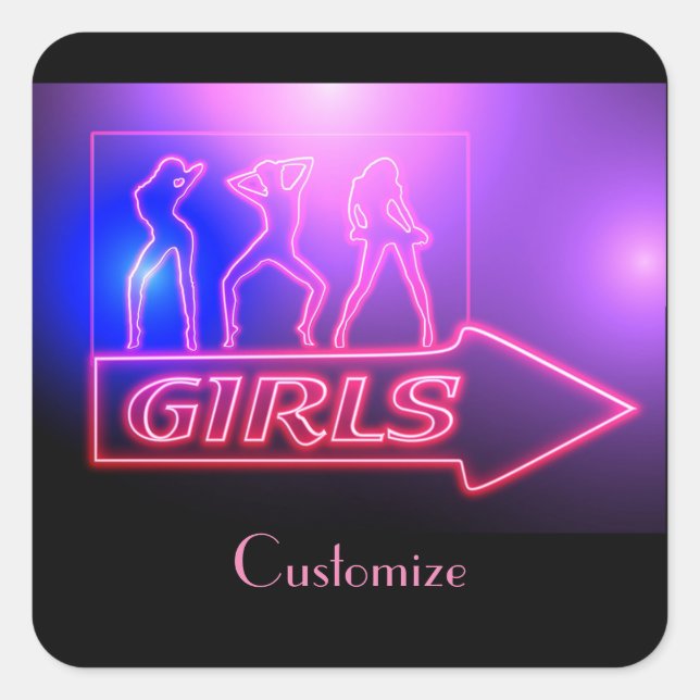 Neon Pink Girls signieren Thunder_Cove Quadratischer Aufkleber (Vorderseite)