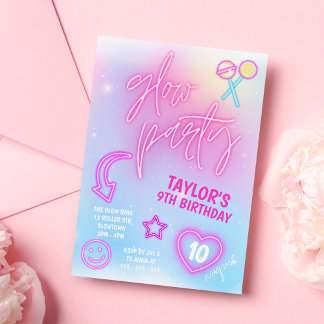 Neon Pink Glow Party Geburtstag Einladung