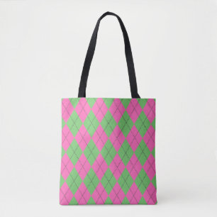 Neon Pink Green Diagonal Geometrisches Y2K-Muster Tasche