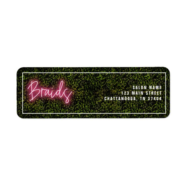Neon Pink Hair Salon Braids Beruflich Label (Vorne)