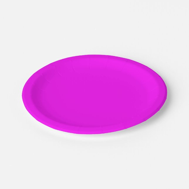 Neon pink hex Code FF00FF Party Plate Pappteller (Schrägansicht)