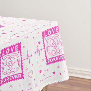 Neon-Pink-Liebe-Für-Immer-Valentinstempel Tischdecke