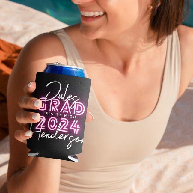 Neon Pink Lights Class of 24 Graduation Party Dosenkühler (Von Creator hochgeladen)