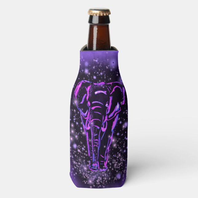 Neon Pink Lila Elefantenflasche Cooler Flaschenkühler (Flaschenvorderseite)