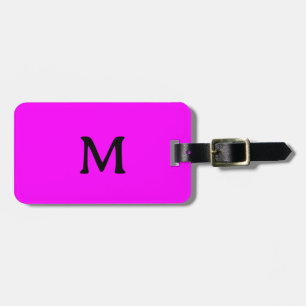 Neon Pink Magenta Monogramm Schwarzer Benutzername Gepäckanhänger