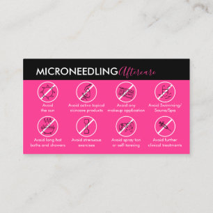 Neon Pink Microneedling Aftercare Postinstruktion Visitenkarte