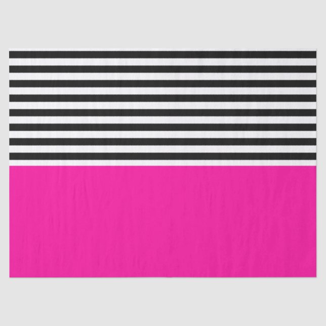 Neon Pink mit schwarzen und weißen Streifen Seidenpapier (Vorderseite)