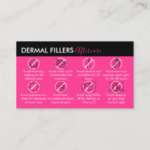 Neon-Pink-Moderne Dermal-Filler-Nachbehandlung Visitenkarte