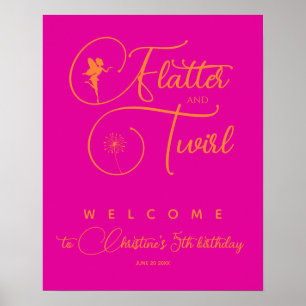 Neon-Pink Orange Minimalist-Feenzauber-Willkommens Poster