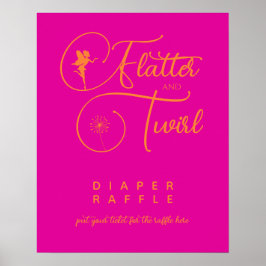 Neon Pink Orange Minimalistisch Fairy Diaper Raffe Poster