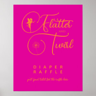 Neon Pink Orange Minimalistisch Fairy Diaper Raffe Poster