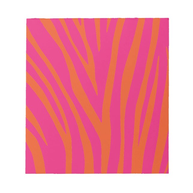 NEON PINK ORANGE ZEBRA STRIPES BACKGROUNDS WALLPAP NOTIZBLOCK (Vorderseite)