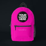 Neon Pink | Personalisiertes Firmenlogo und Text Bedruckter Rucksack<br><div class="desc">Neon Pink | Personalisiertes Niedliches trendy Corporate Logo und Text Moderner Business-Buchsdruck</div>