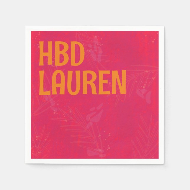 Neon Pink Preppy Birthday Serviette (Vorderseite)