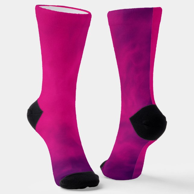 Neon Pink Smoke Gradient Crew Socken - individuell (Gewinkelt)