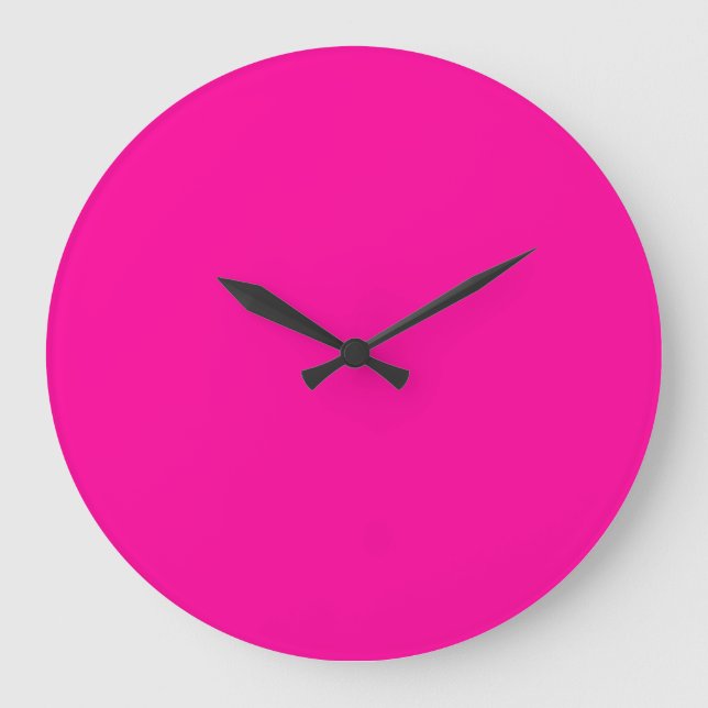 Neon Pink Solid Color Große Wanduhr (Vorderseite)