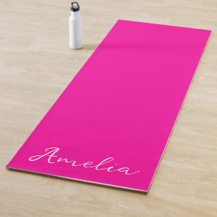 Neon Pink Solid Color individuelle Name Yogamatte