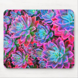 Neon pink Sukkulente Pflanze Mousepad