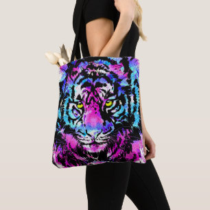 Neon Pink Tiger Head Totbeutel - Tiger Tote Beutel Tasche