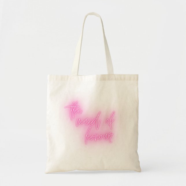 Neon Pink Trauzeugin Wedding Party Tragetasche (Vorne)