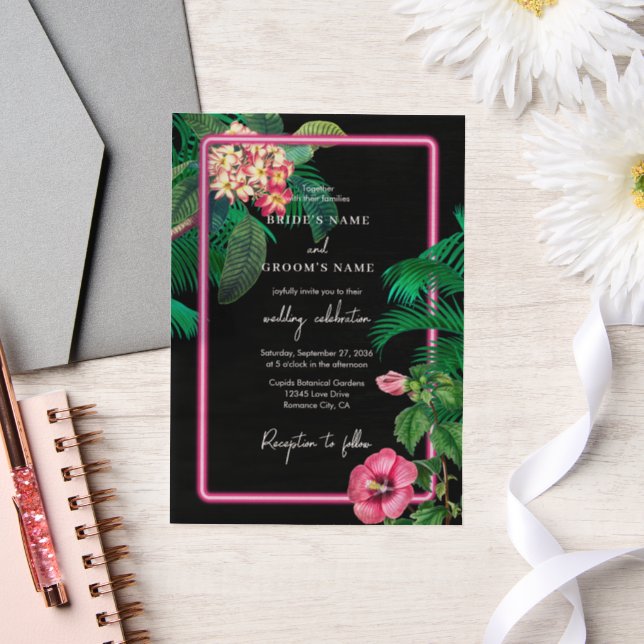 Neon Pink Tropical Retro Botanicals Hochzeit (Hochzeit)