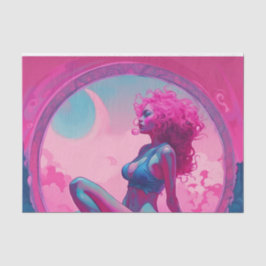 Neon Pink und Blue Sinnlich Curly Hair Frau Seidenpapier