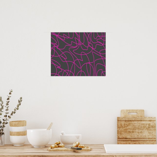 Neon Pink und Grau Line Art Poster (Küche)