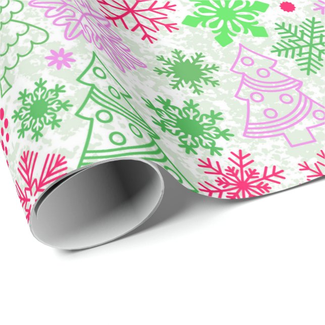 Neon Pink und Green Christmas Geschenkpapier (Rolleneckpunkt)