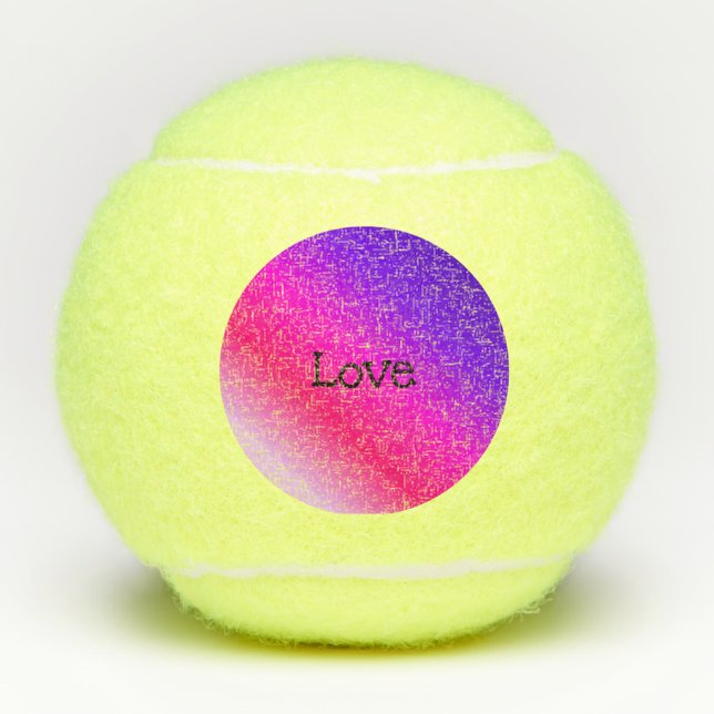 Neon Pink und Lila Liebe Tennisbälle (Vorderseite)