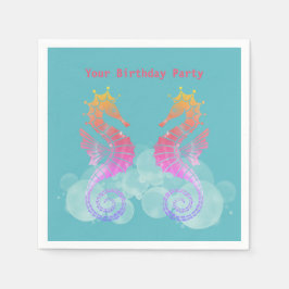 Neon Pink und Orange Seepferde Party Napkins Serviette