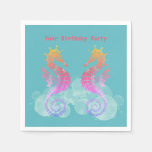 Neon Pink und Orange Seepferde Party Napkins Serviette