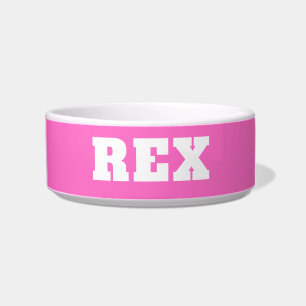 Neon Pink und Weiß Moderner Name Haustier Napf